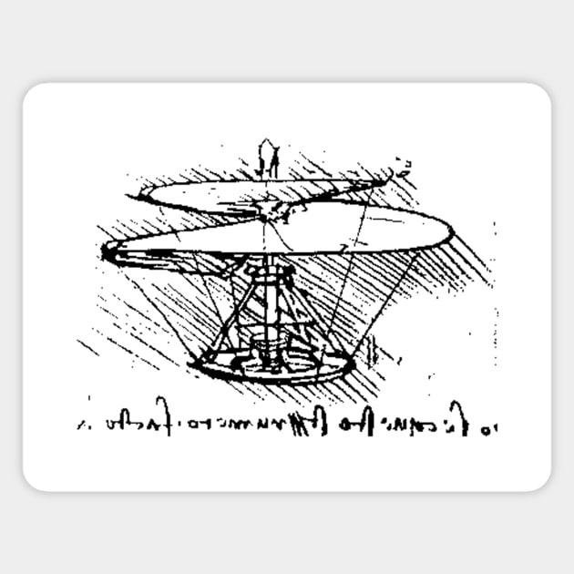 Da Vinci Helicopter (black) Sticker by Big Term Designs